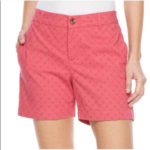 croft & barrow Pants - Women’s CROFT & BARROW Claret Red Eyelet Shorts